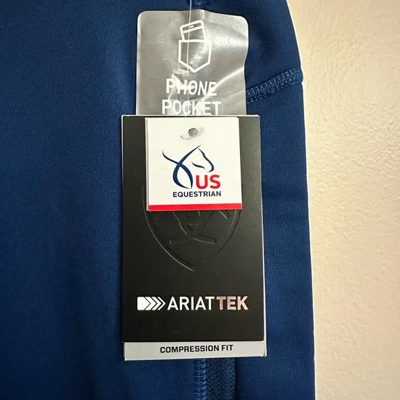 Ariat Tek Compression Fit Equestrian Tights in Dark Blue New with Tags - Picture 2 of 10